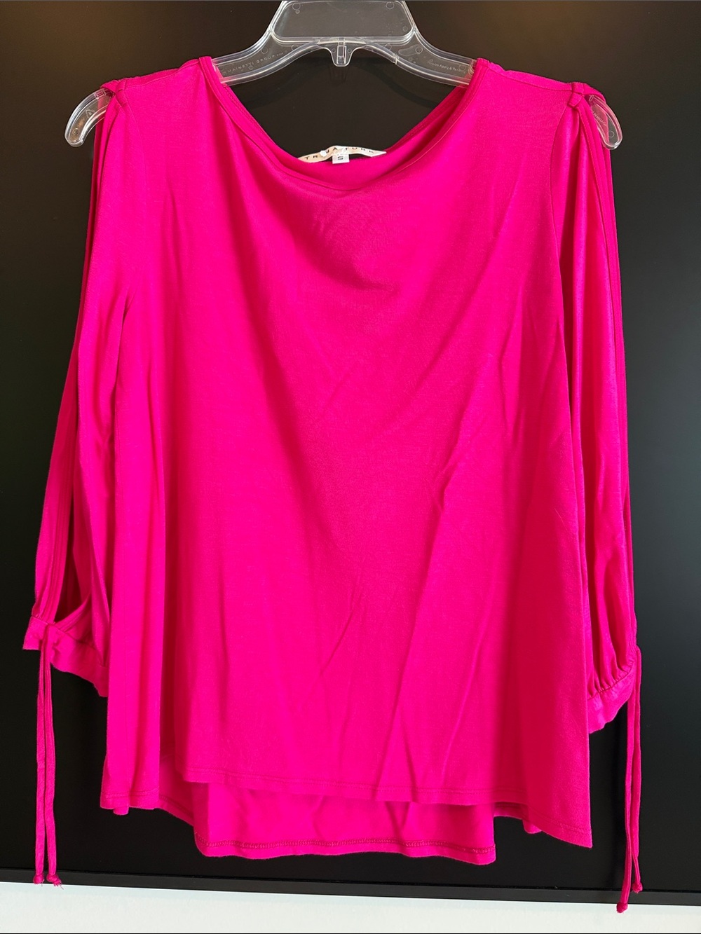 Trina Turk Fuchsia Cold-Shoulder Tunic with Sleeve Ties